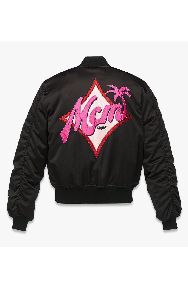 MCM x SNIPES Satin Bomber Jacket, Alternate, color, Black
