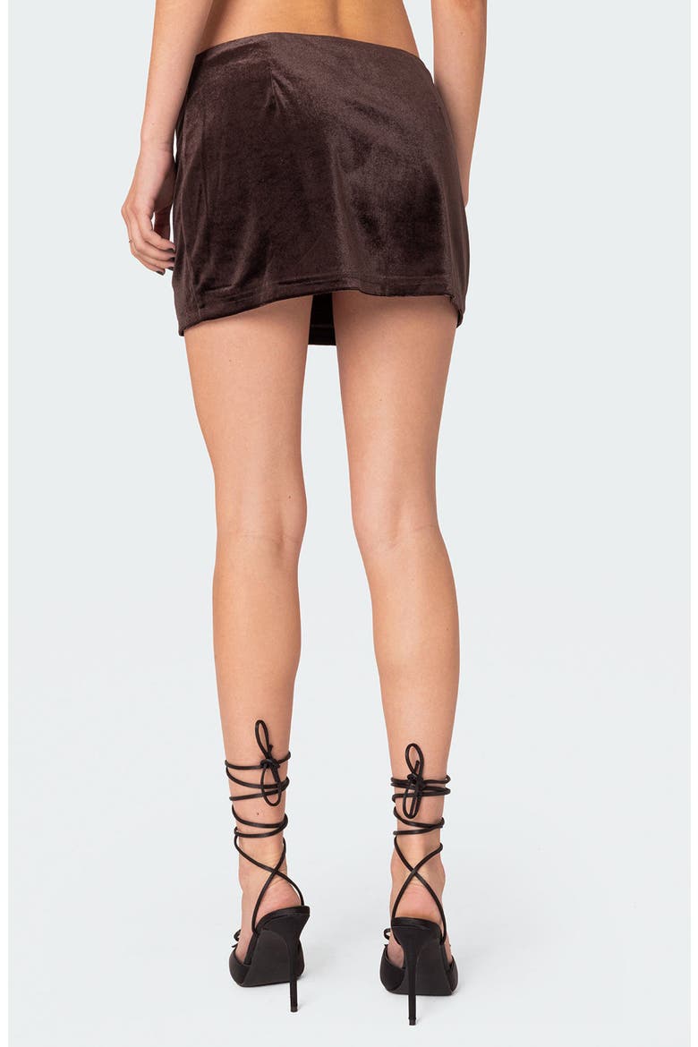 Valerie Velvet Miniskirt, Alternate, color, BROWN