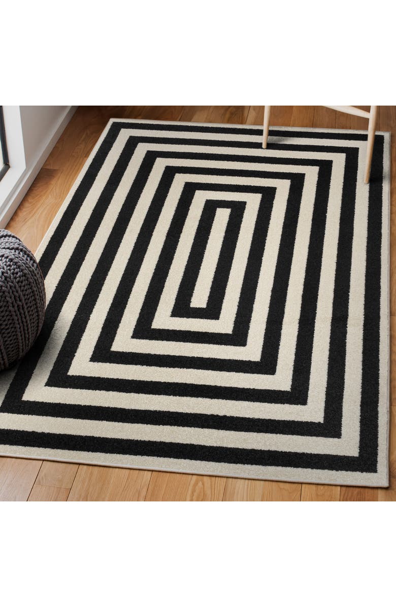 JONATHAN Y Bandol Modern Classic Mitre Stripe Area Rug, Alternate, color, Black/Ivory