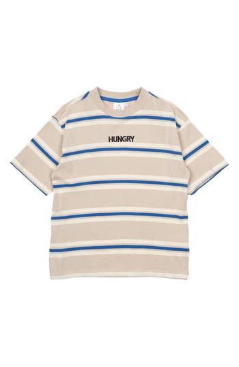 The New Kids' Nicky Oversize Stripe Organic Cotton T-shirt In Neutral