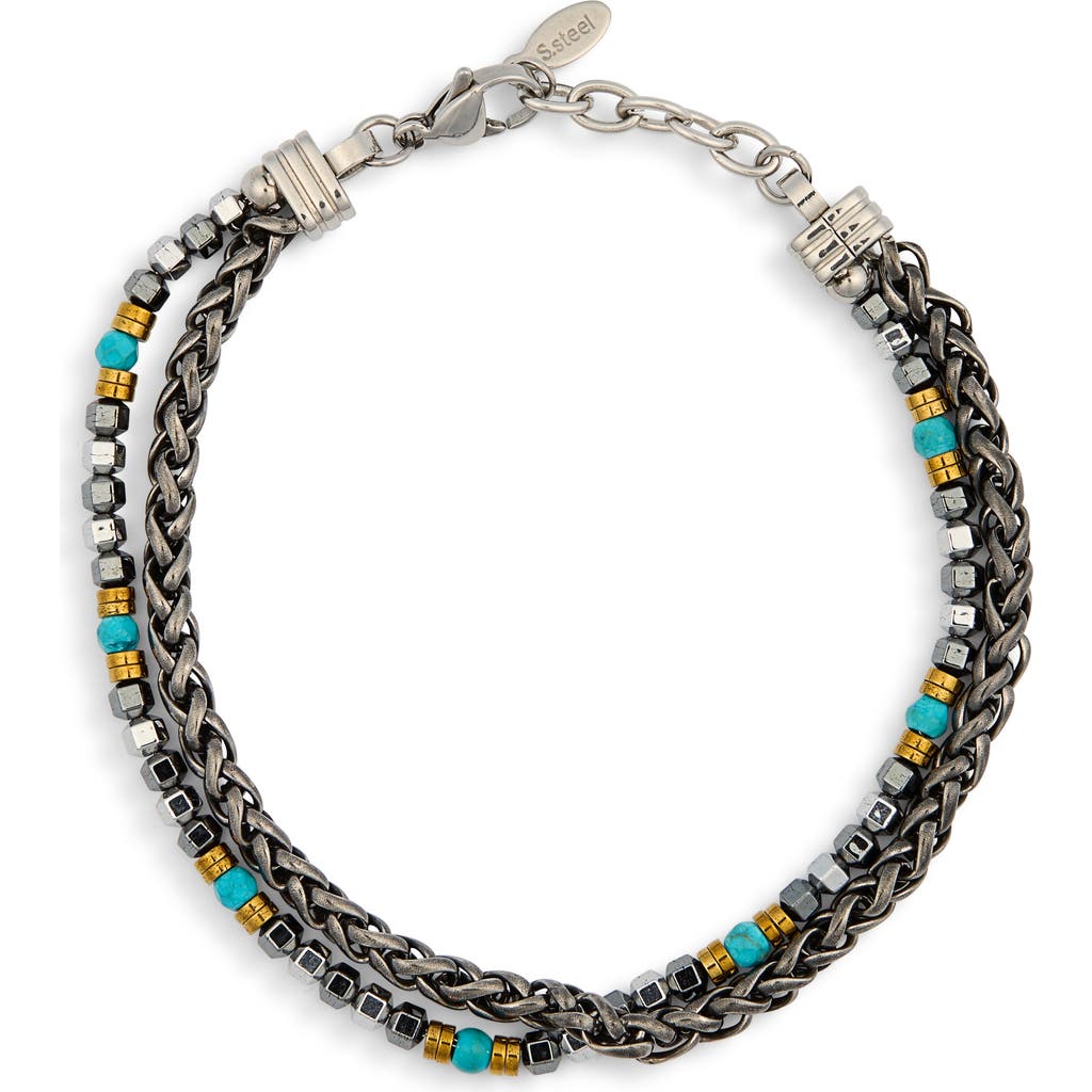 Eye Candy Los Angeles Hiroshi Wheat Chain Layered Bracelet In Silver