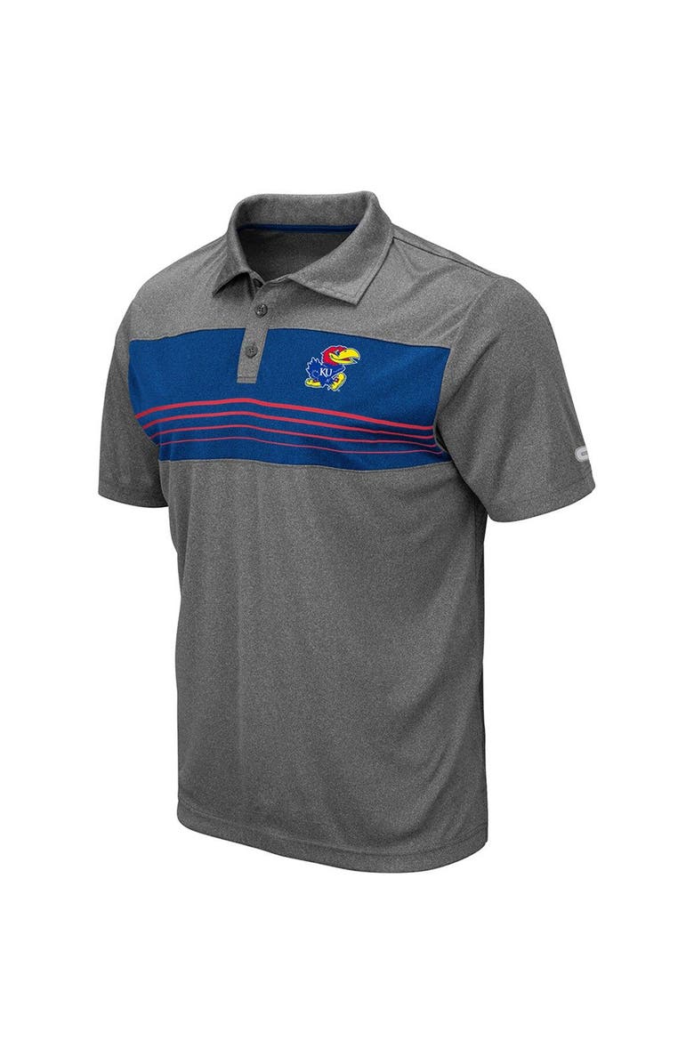 COLOSSEUM Men's Colosseum Heathered Charcoal Kansas Jayhawks Smithers Polo, Alternate, color,