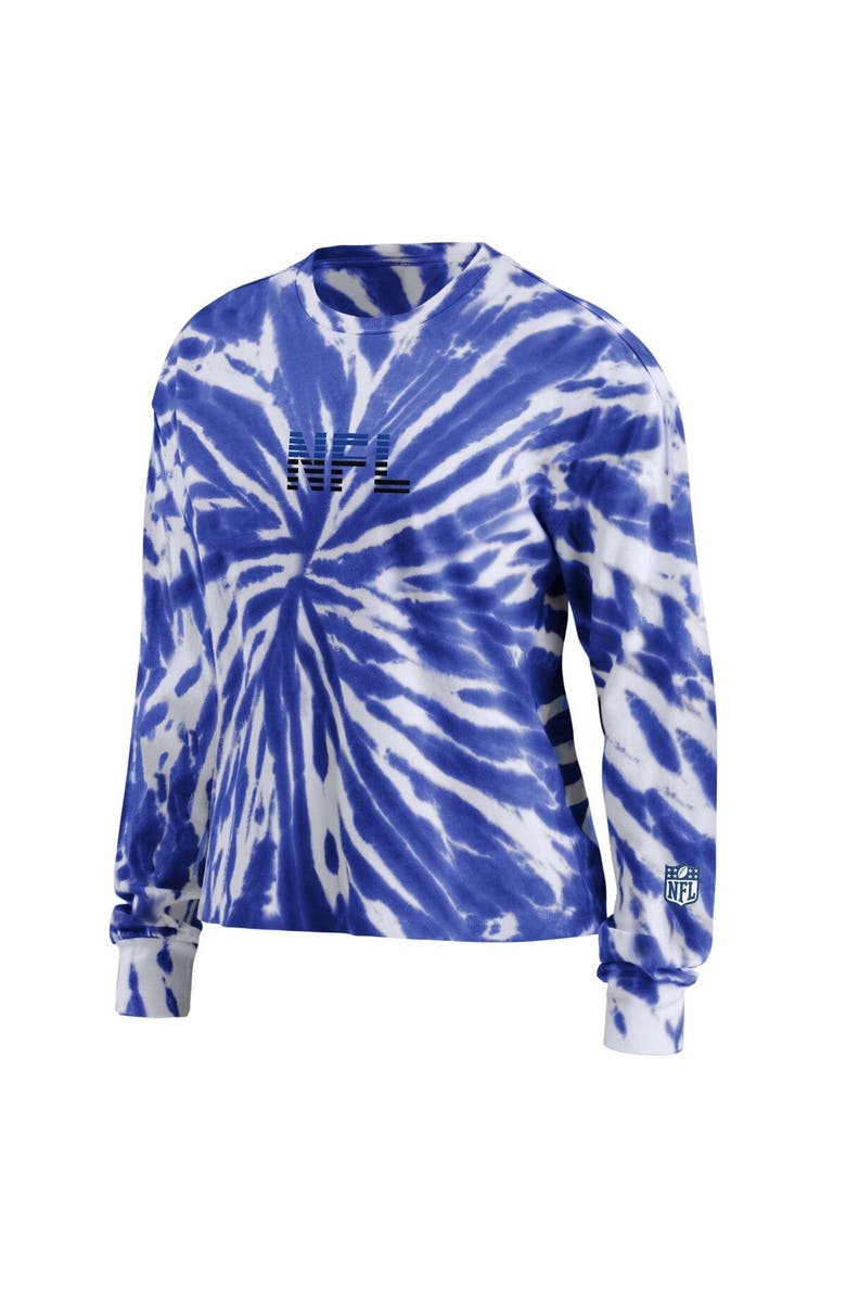 WEAR by Erin Andrews Women's WEAR by Erin Andrews Blue Shield Merchandise Tie-Dye Cropped Long Sleeve T-Shirt, Alternate, color, 
