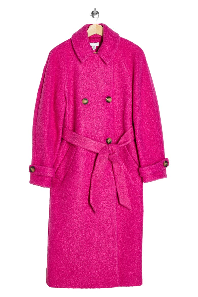 Arin Bouclé Trench Coat, Alternate, color, BRIGHT PINK