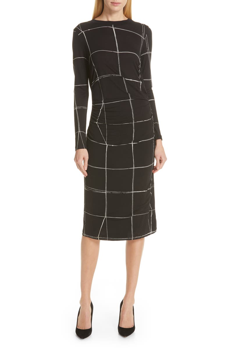 BOSS Esetta Windowpane Sheath Dress, Main, color, 