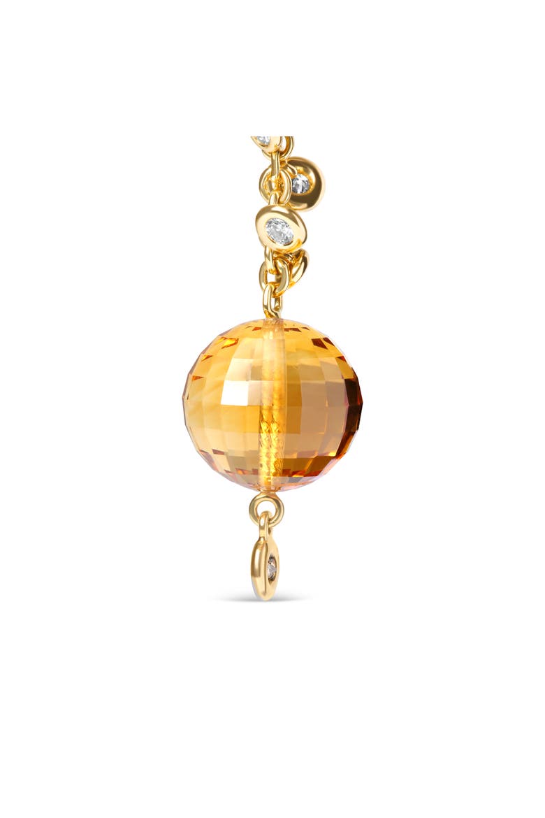 18K Gold 2/3 Cttw Diamond & Ball Shaped Citrine Gemstone Dangle Stud Earring, Alternate, color, Yellow