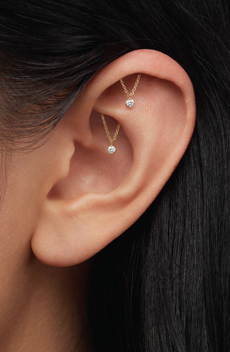 MARIA TASH Prong Set Diamond Drape Threaded Single Stud Earring, Alternate, color,