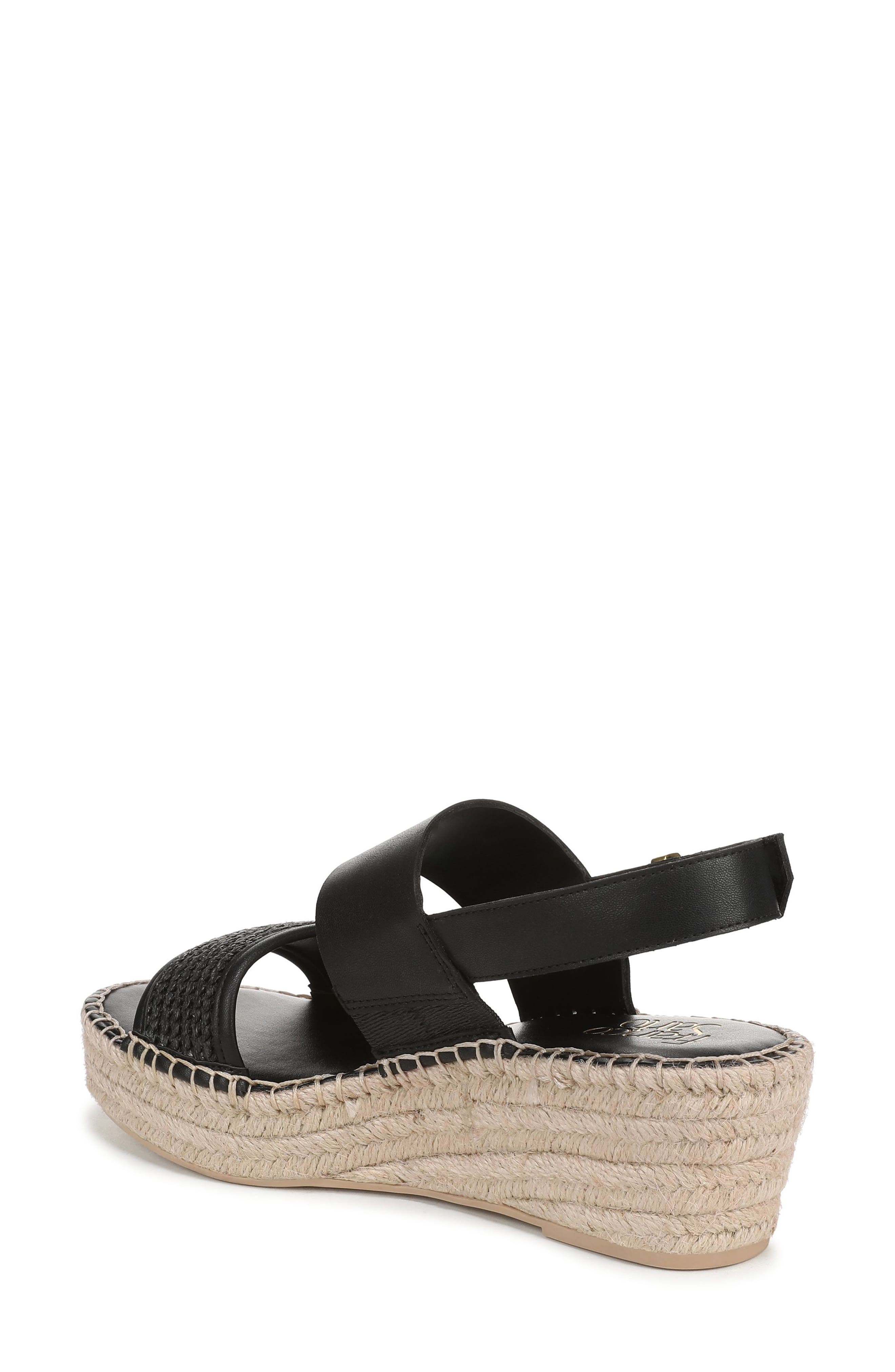 Franco Sarto Parry Wedge Sandal, Alternate, color, Black Faux Leather