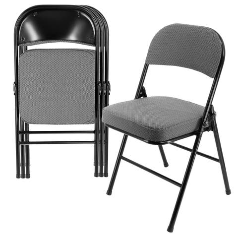 4 Piece Metal Folding Chair with 2.2 Inch Padded Seats in Gray