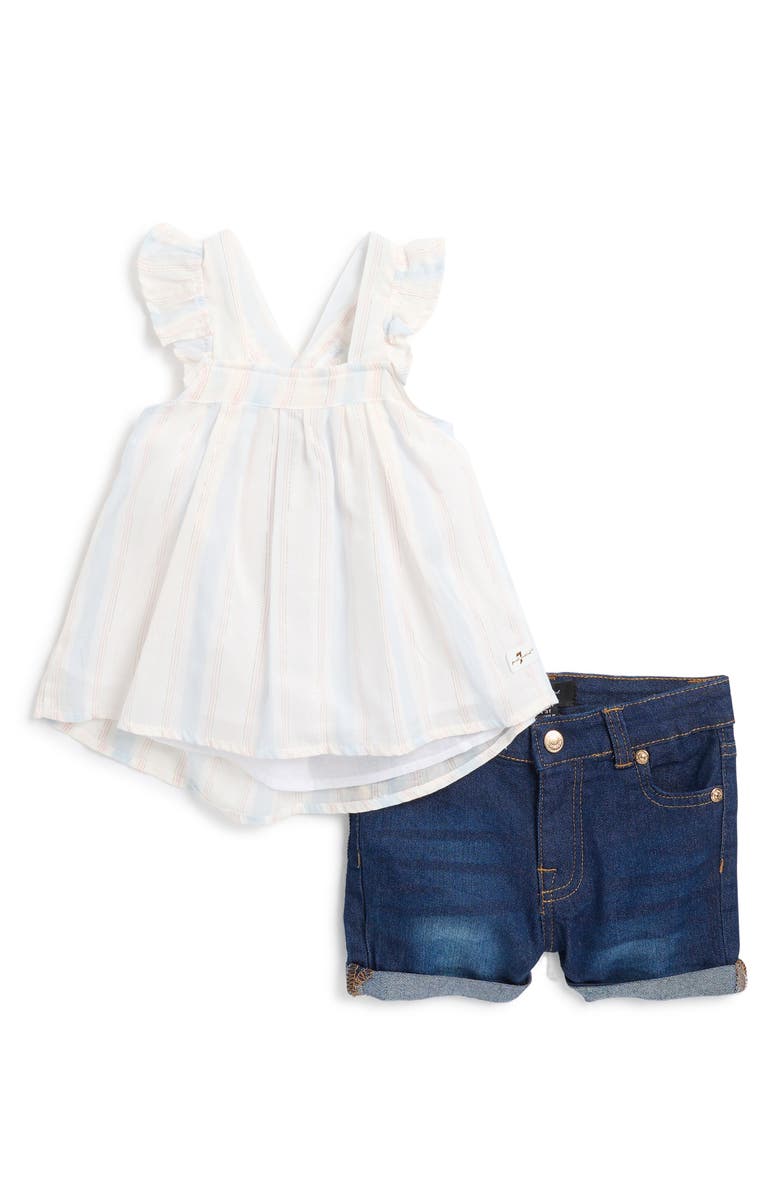 7 For All Mankind Kids' Flutter Tank Top & Shorts Set, Main, color,