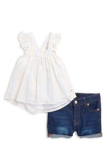 7 For All Mankind Kids' Flutter Tank Top & Shorts Set