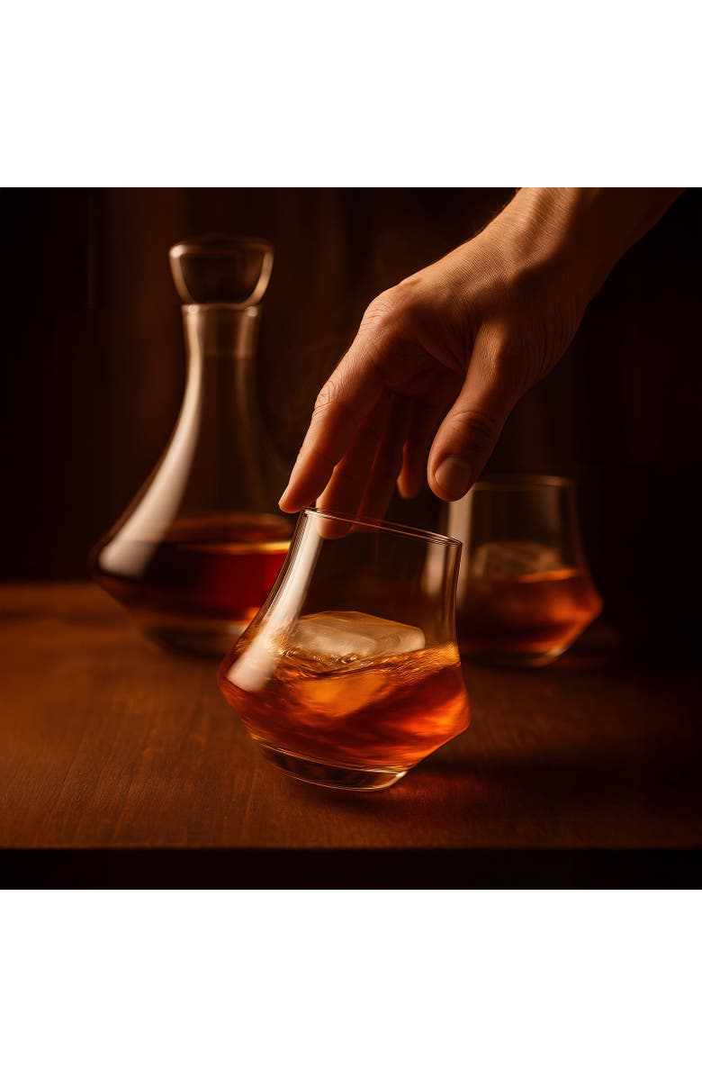 FINAL TOUCH Revolve Decanter Set with 2 Revolve DOF Glasses, Alternate, color, Clear