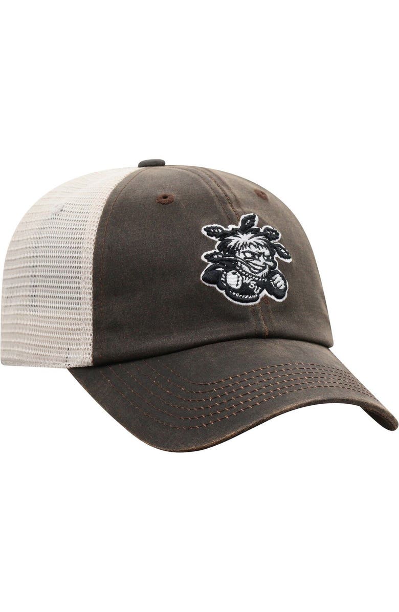 TOP OF THE WORLD Men's Top of the World Brown Wichita State Shockers Scat Mesh Trucker Snapback Hat, Alternate, color, Brown