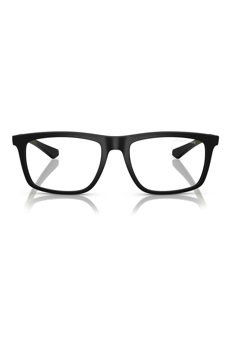 55mm Square Optical Glasses, Main, color, MATTE BLACK / CLEAR