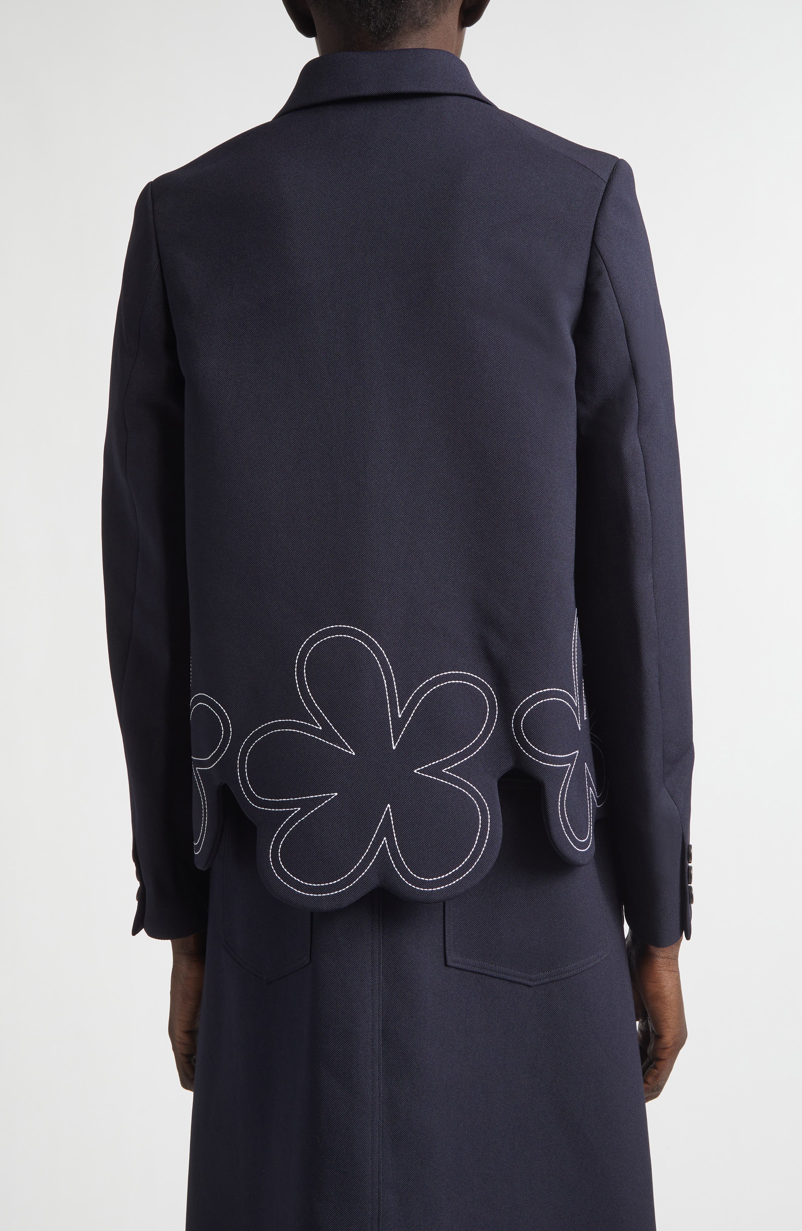 Comme des Garçons Girl Floral Embroidered Gabardine Cutaway Jacket