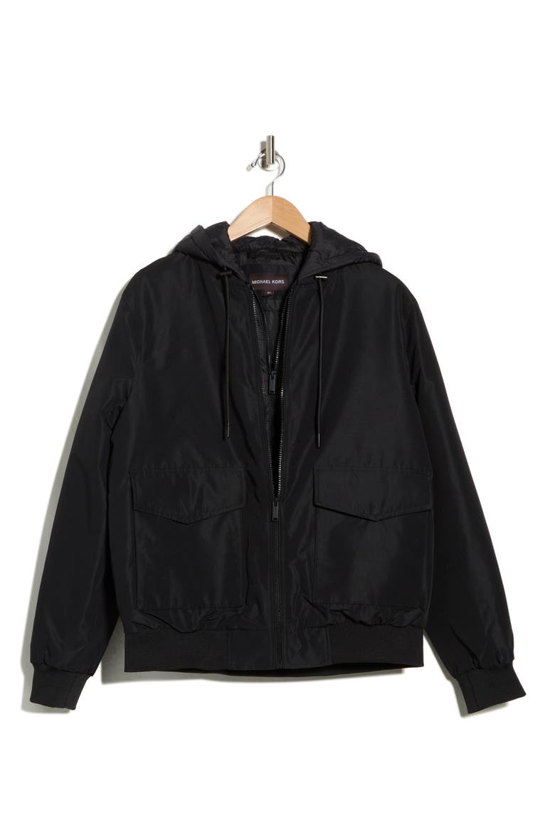 Broxton Hooded Dickey Bomber Jacket, Alternate, color, BLACK