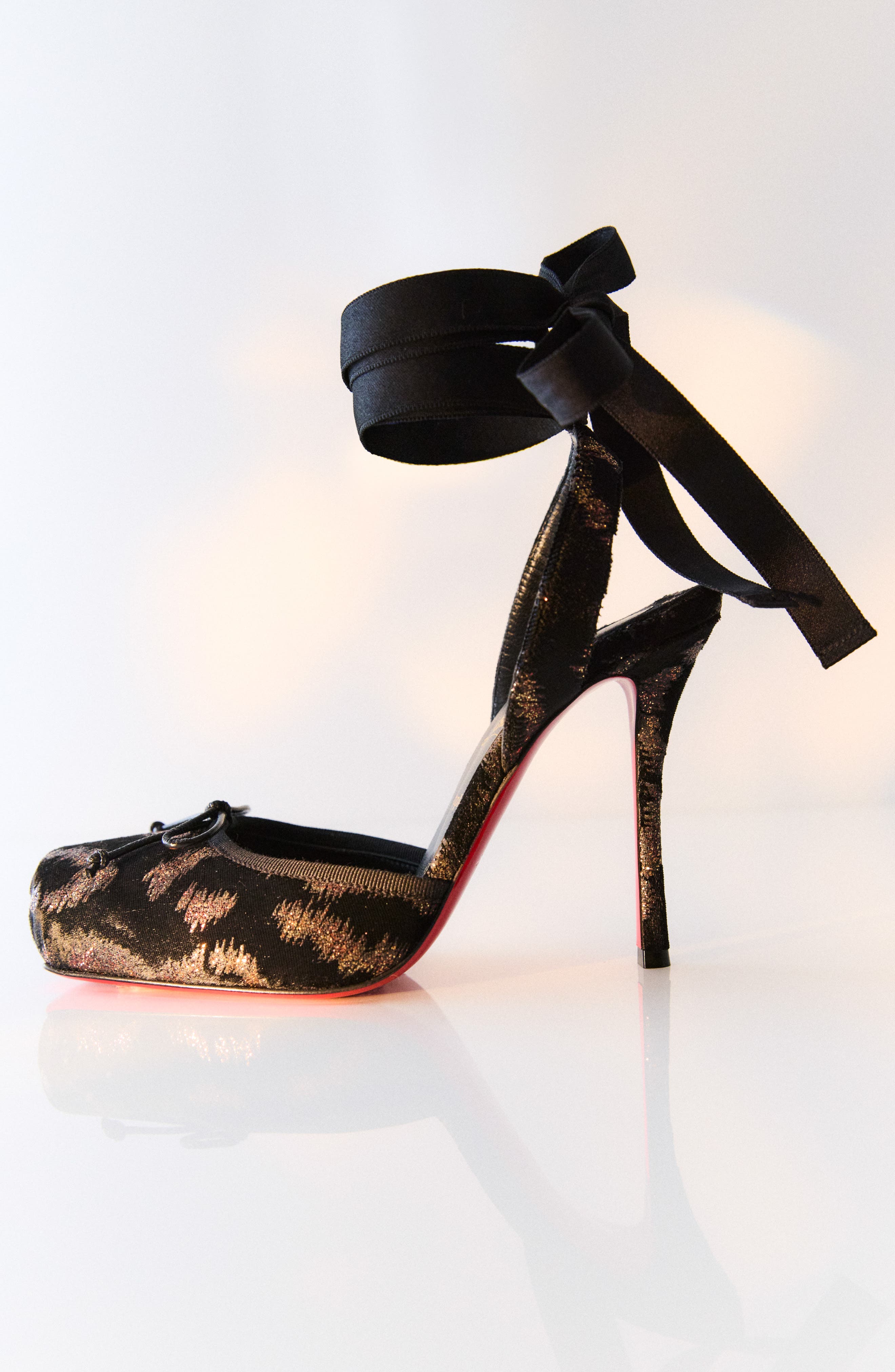 Christian Louboutin Cassia Ankle Tie Pump, Alternate, color, Black Copper