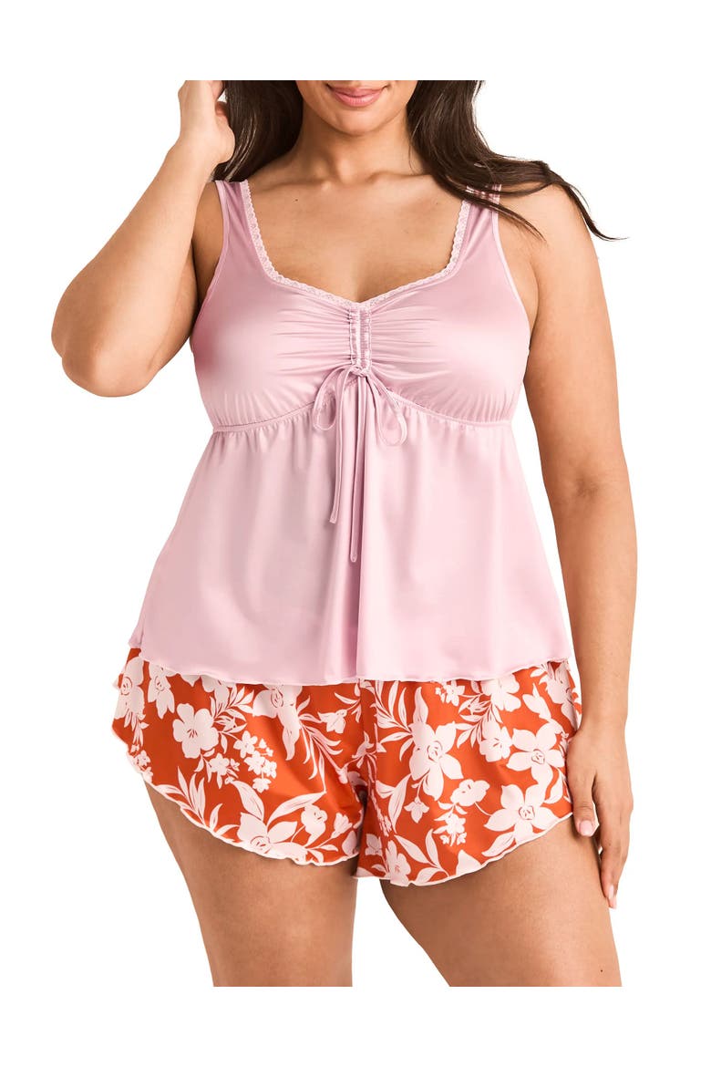 Lavern Pajama Tank Top & Shorts Set, Main, color, Floral orange