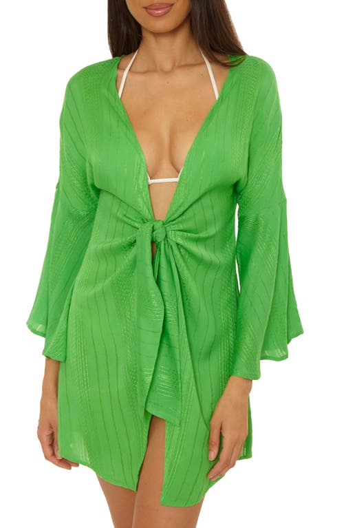 Becca Radiance V-neck Long Sleeve Cover-up Tunic In Green