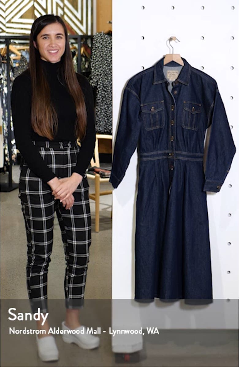 Long Sleeve A-Line Denim Dress, sales video thumbnail