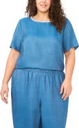 Vince Camuto Bead Detail Chambray Top
