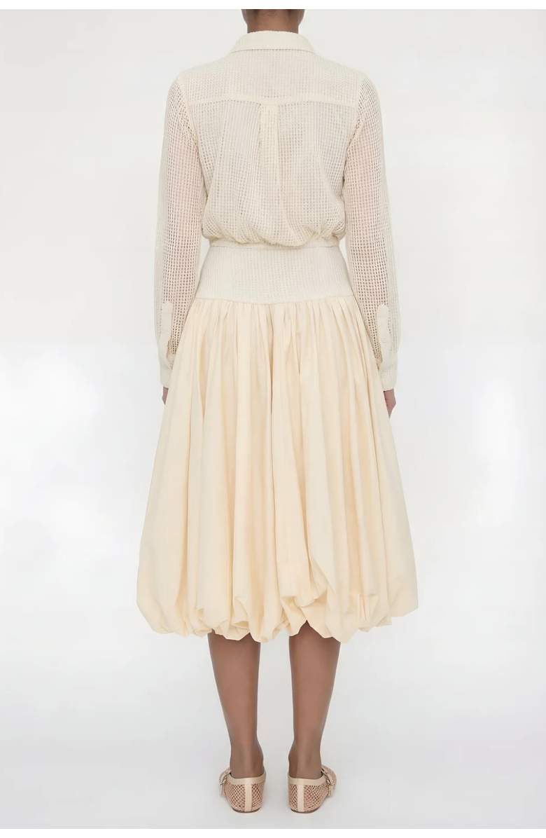 Elexiay Kemi  Ivory Crochet Open Knit Collared Top, Alternate, color, Oatmilk