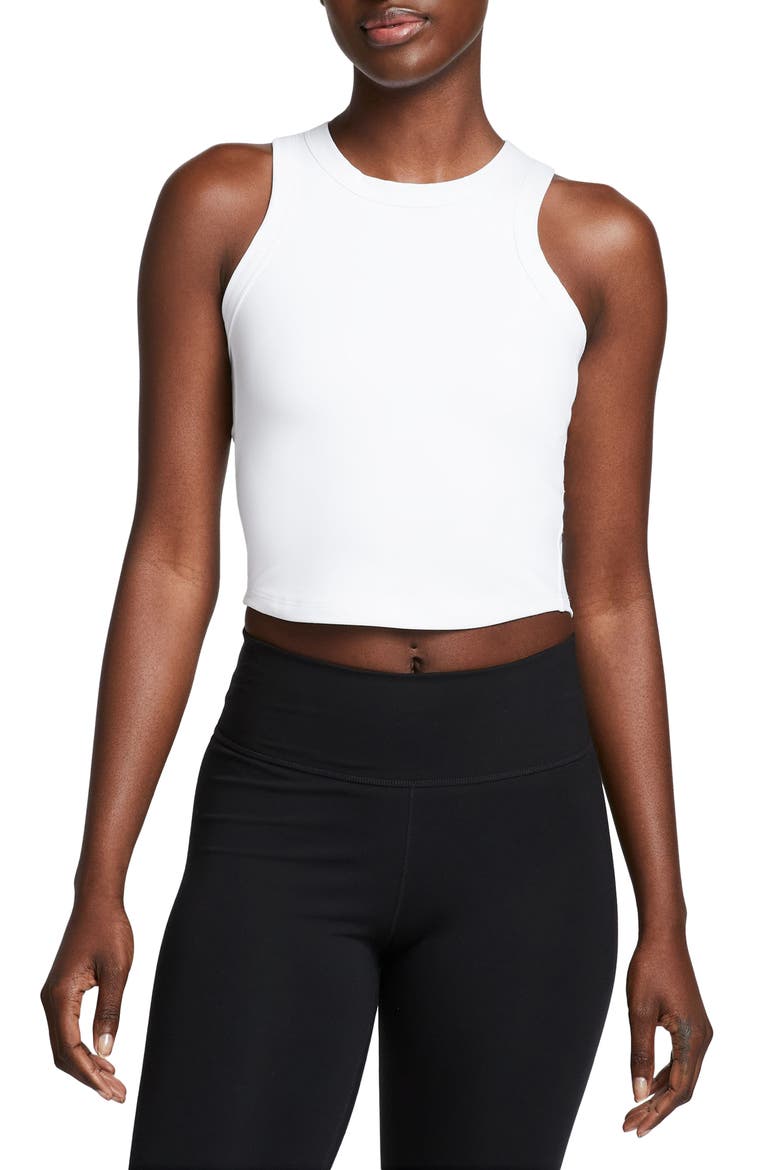 One Fitted Dri-FIT Cropped Tank Top, Main, color, 100 100 WHITE/BLACK