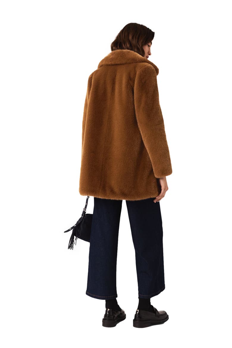 Mid-length faux fur coat, Alternate, color, Brown