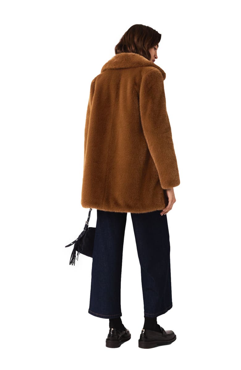 maje Mid-length faux fur coat, Alternate, color, Brown