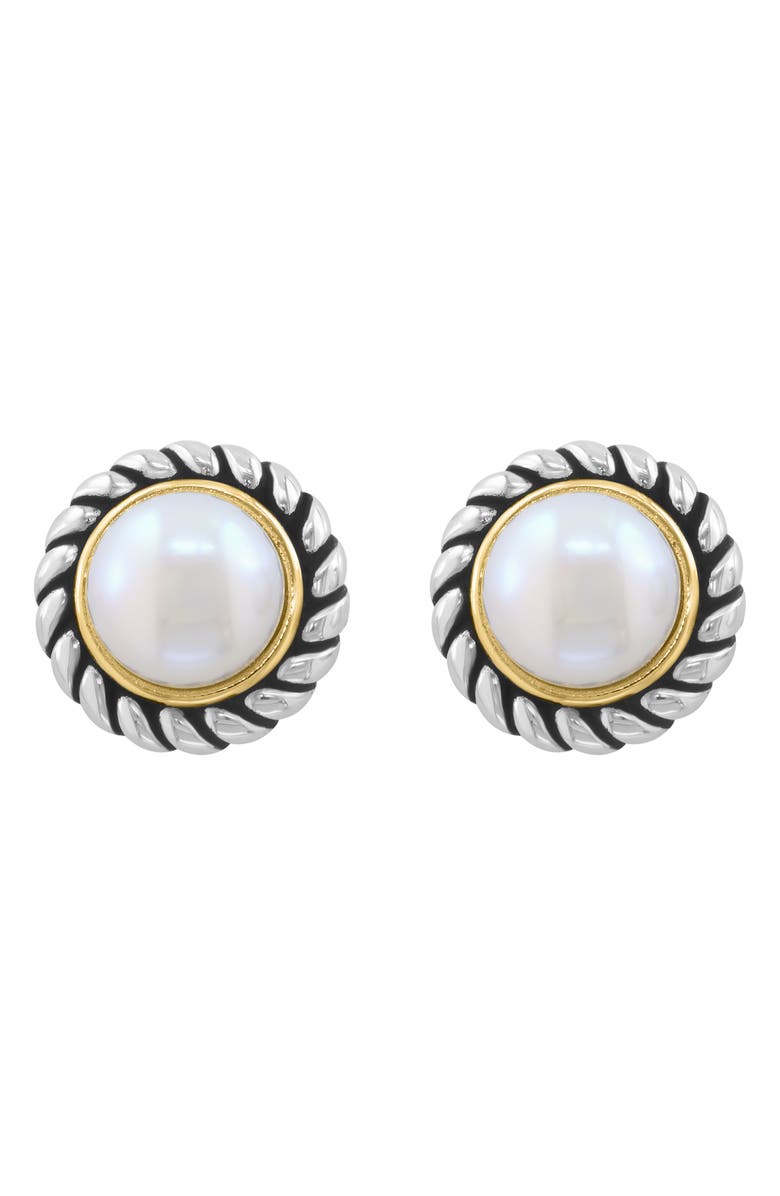 EFFY Two-Tone Freshwater Pearl Stud Earrings, Alternate, color, White