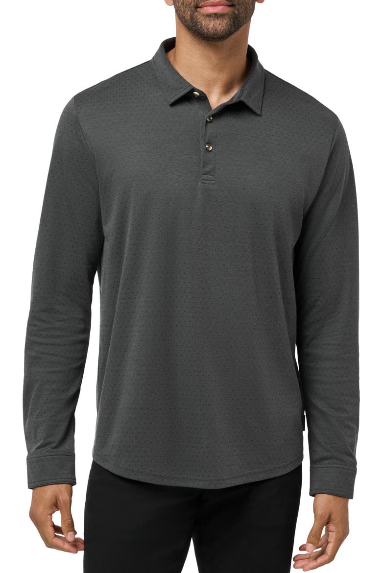 Handsome Town Long Sleeve Polo, Main, color, HEATHER BLACK