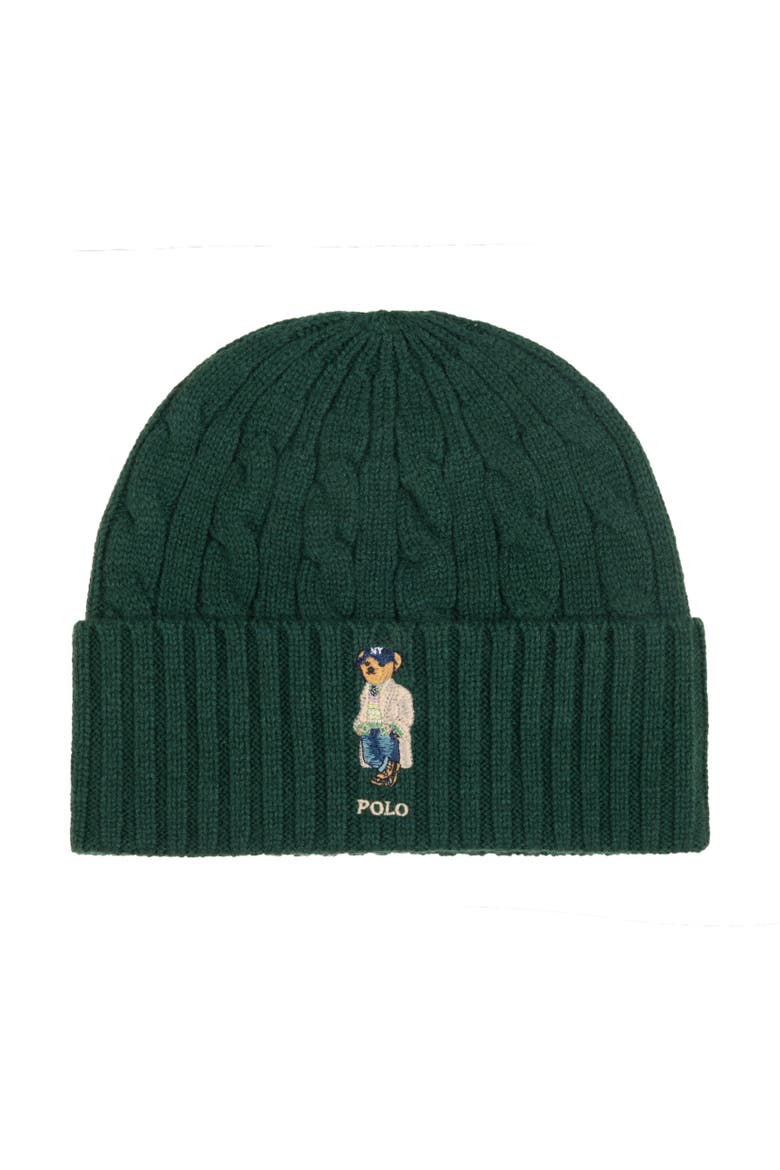 Cable Litchfield Bear Beanie, Main, color, Moss Agate