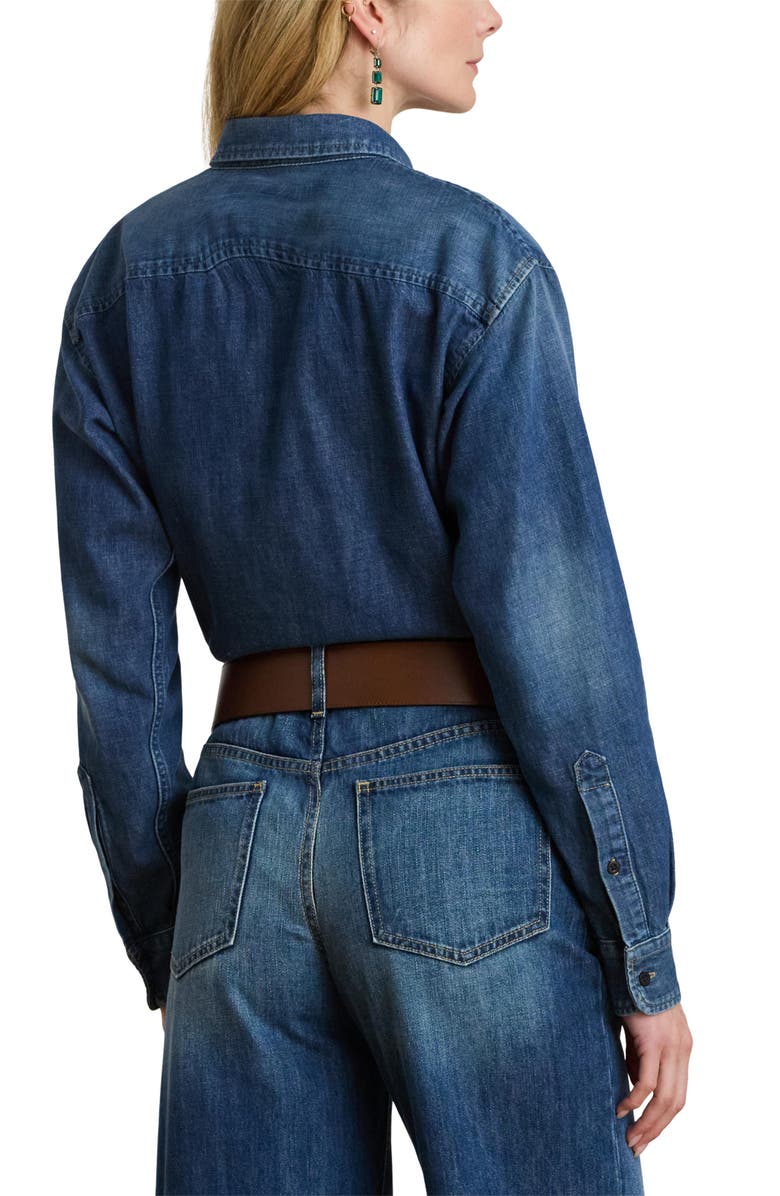 Lauren Ralph Lauren Denim Button-Up Shirt, Alternate, color, Atecco Wash