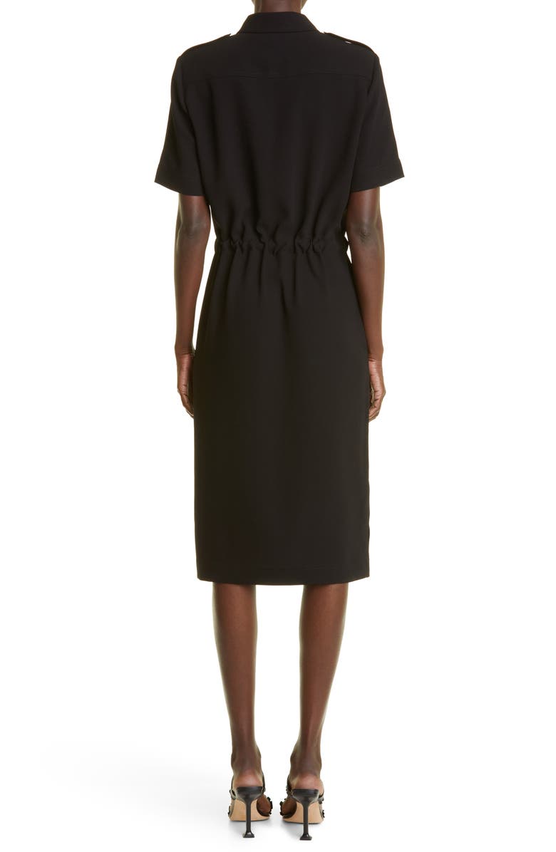 ST. JOHN Drawstring Waist Crepe Midi Shirtdress, Alternate, color,