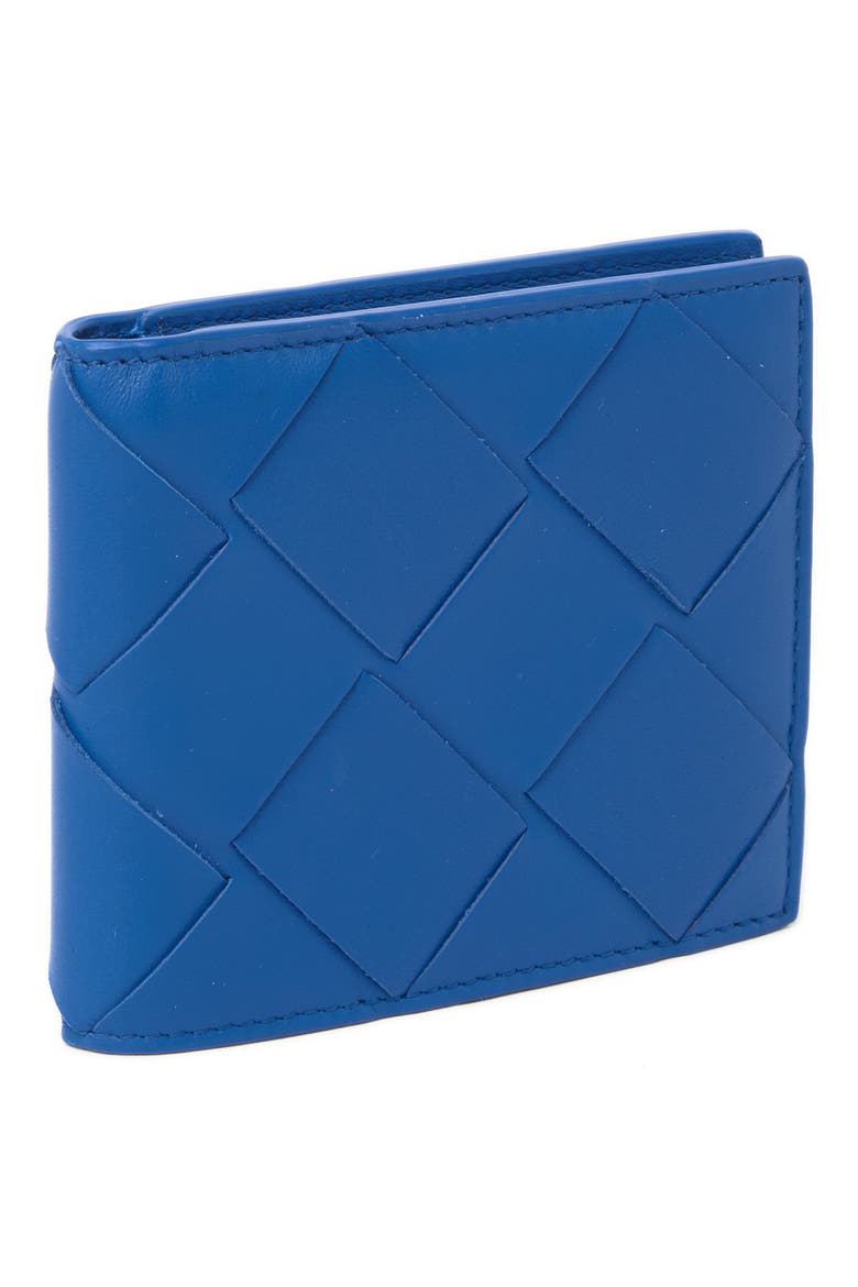 Large Intrecciato Leather Bifold Wallet, Alternate, color, BLUE
