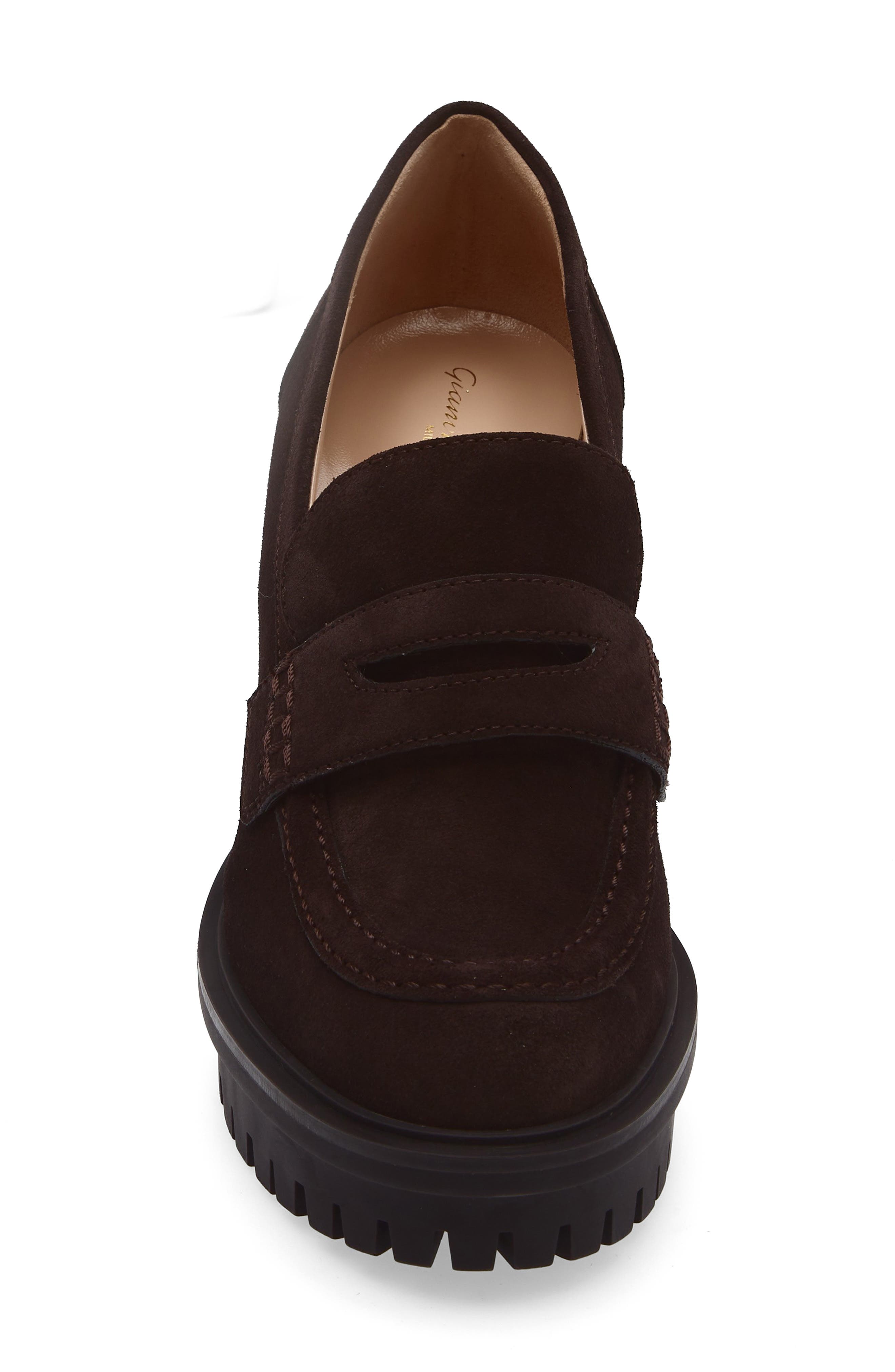 Gianvito Rossi Platform Loafer Pump, Alternate, color, Moka