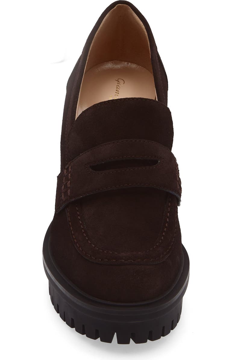 Gianvito Rossi Platform Loafer Pump, Alternate, color, Moka