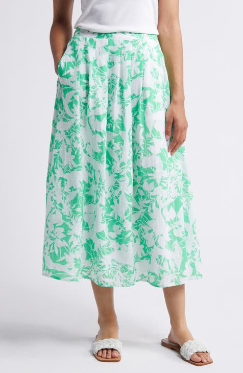 Floral Pleated Midi Skirt