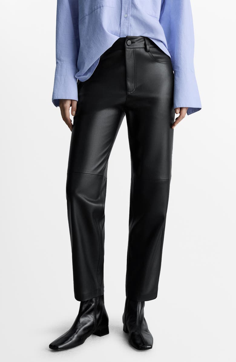 MANGO Faux Leather Straight Leg Pants | Nordstromrack