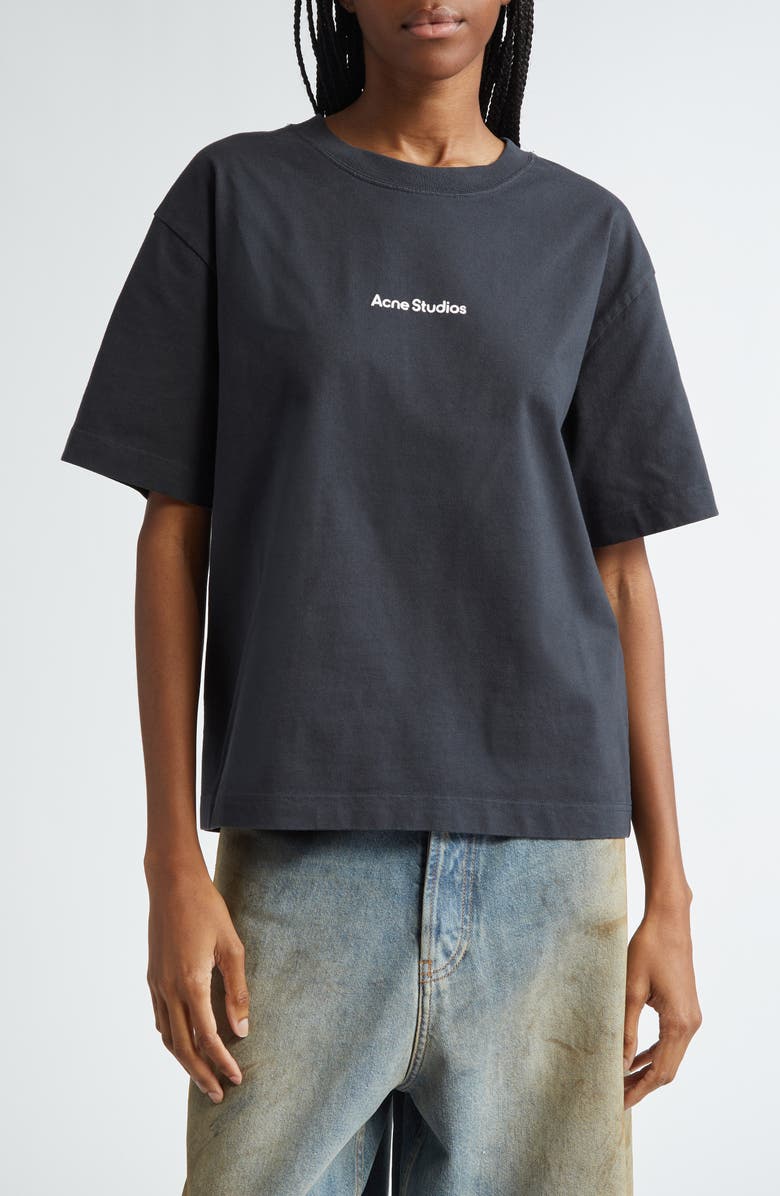 Acne Studios Edie U Stamp Logo Organic Cotton T-Shirt, Main, color,