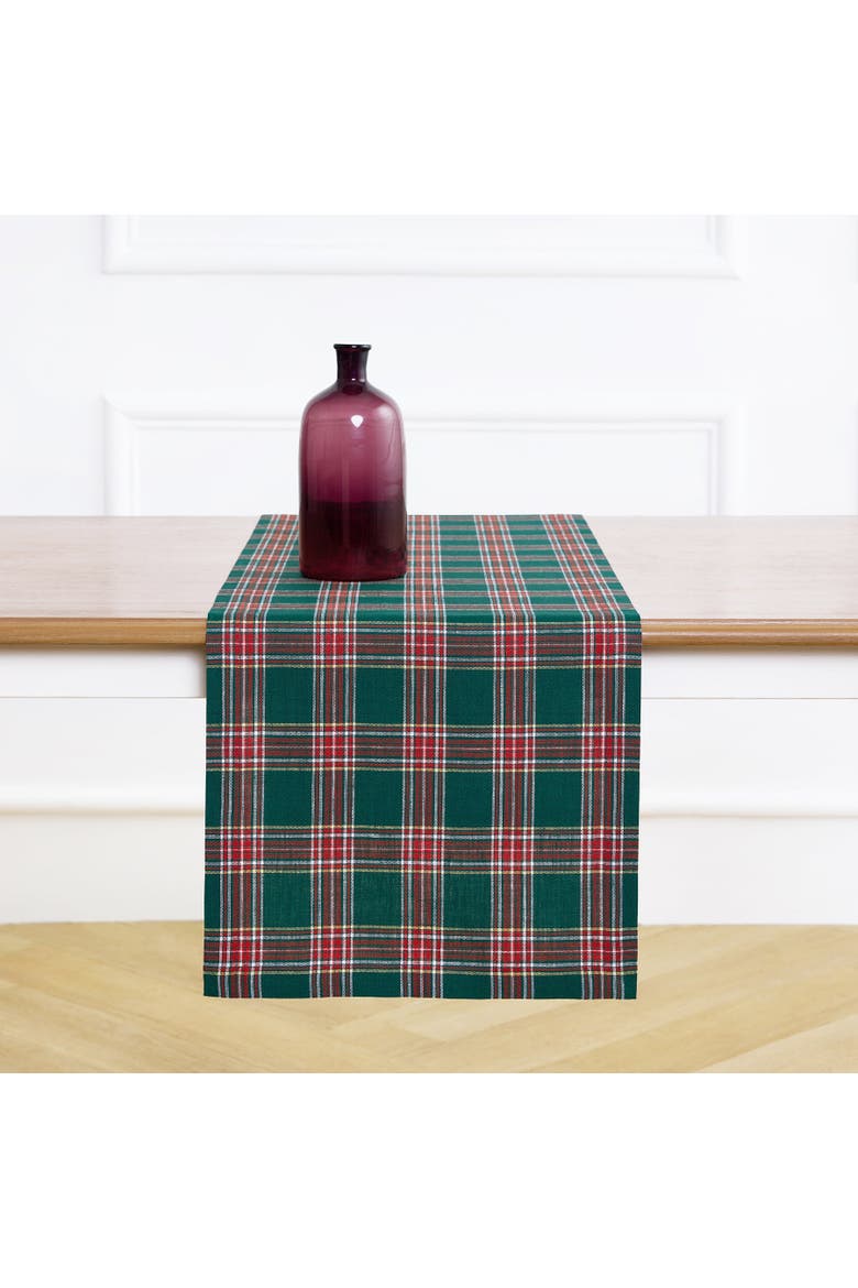 Linen Table Runner - Green Tartan Plaid, Main, color, Green