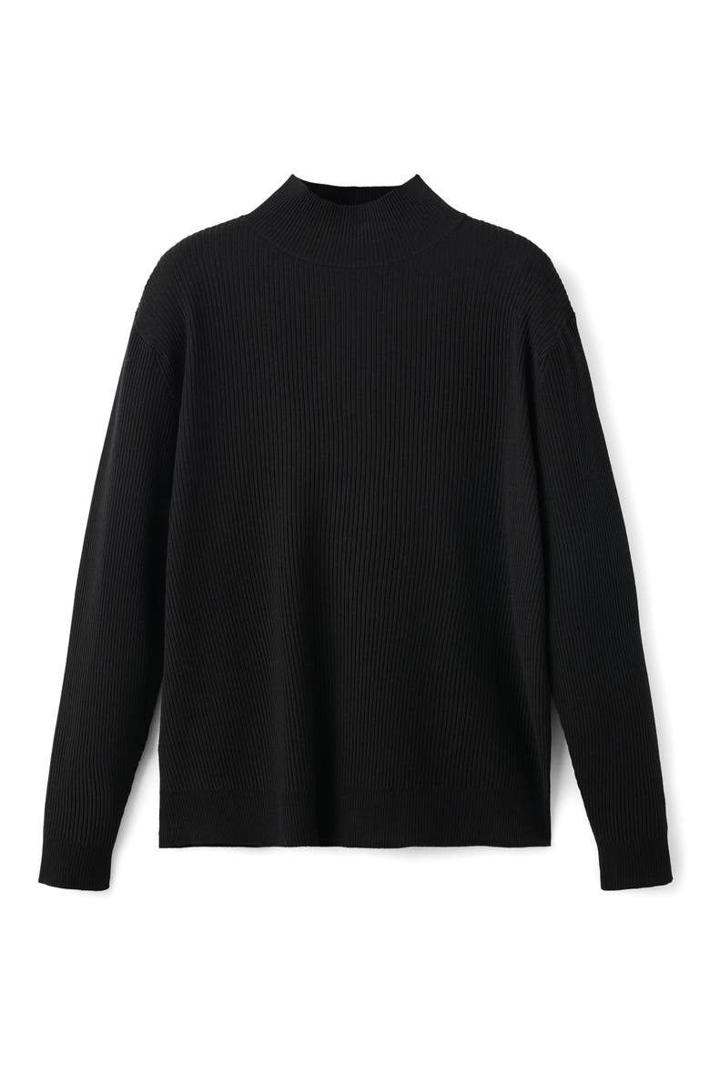Ribbed Turtleneck Sweater, Alternate, color, BLACK