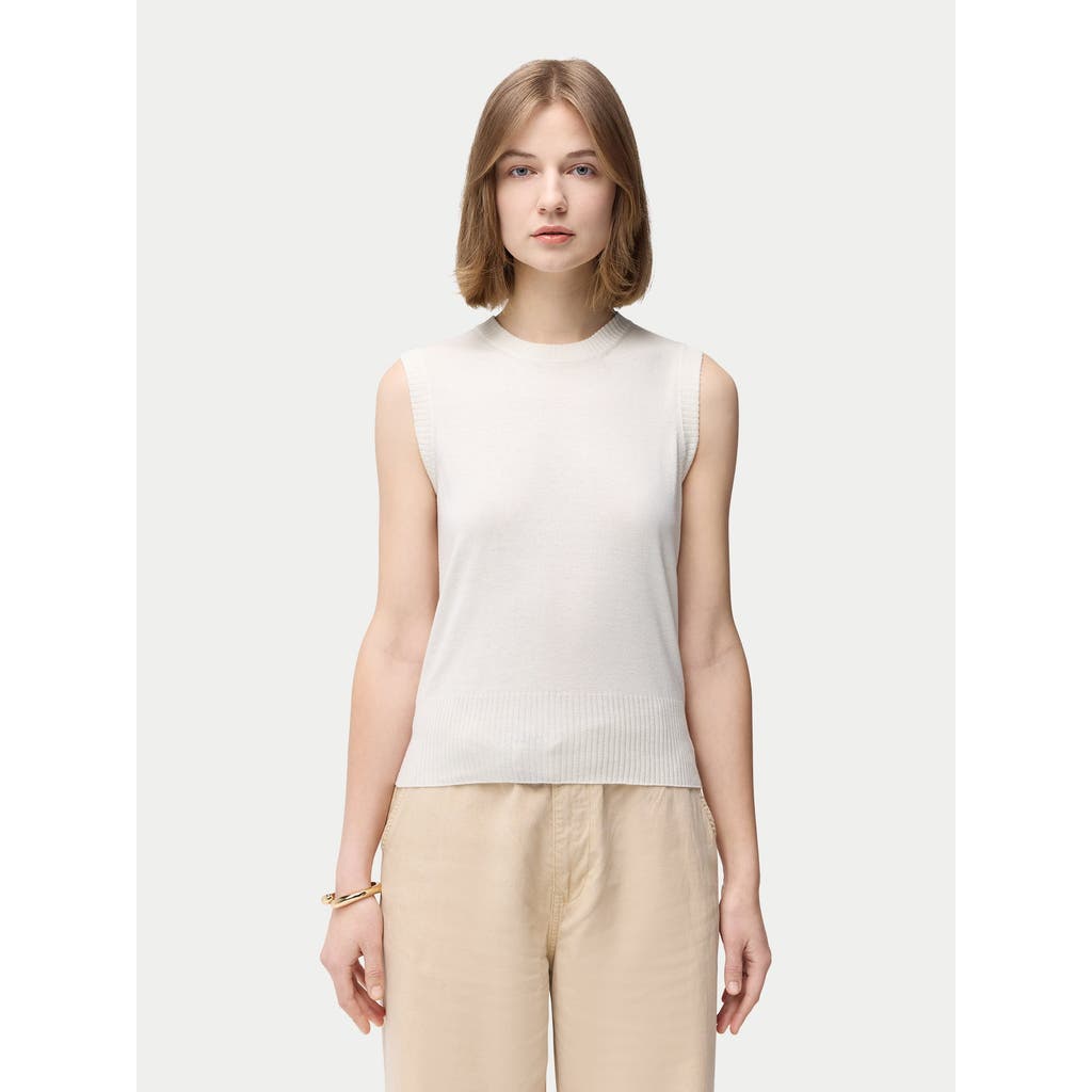 Gobi Mongolian Cashmere Cashmere Silk Sleeveless Top In Whisper White