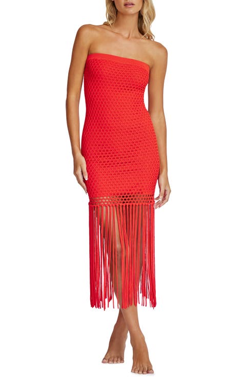 Vanessa Strapless Fringe Cover-Up Dress