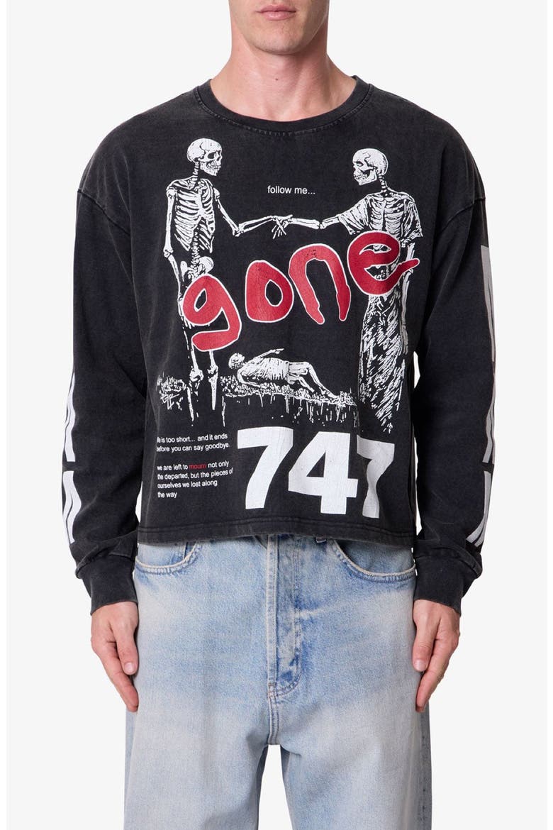 Gone Skeleton Graphic Long Sleeve T-Shirt, Main, color, BLACK