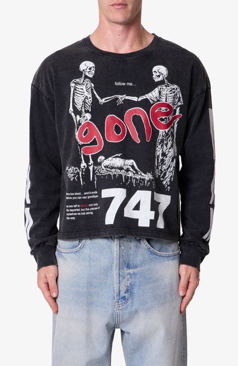 Gone Skeleton Graphic Long Sleeve T-Shirt