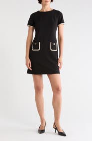Tommy Hilfiger Short Sleeve Scuba Crepe Contrast Trim Dress