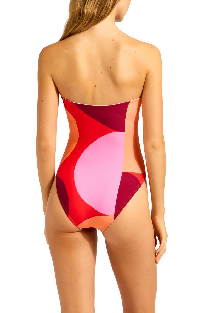 Seafolly Bandeau High Leg One-Piece Swimsuit, Alternate, color, Flame