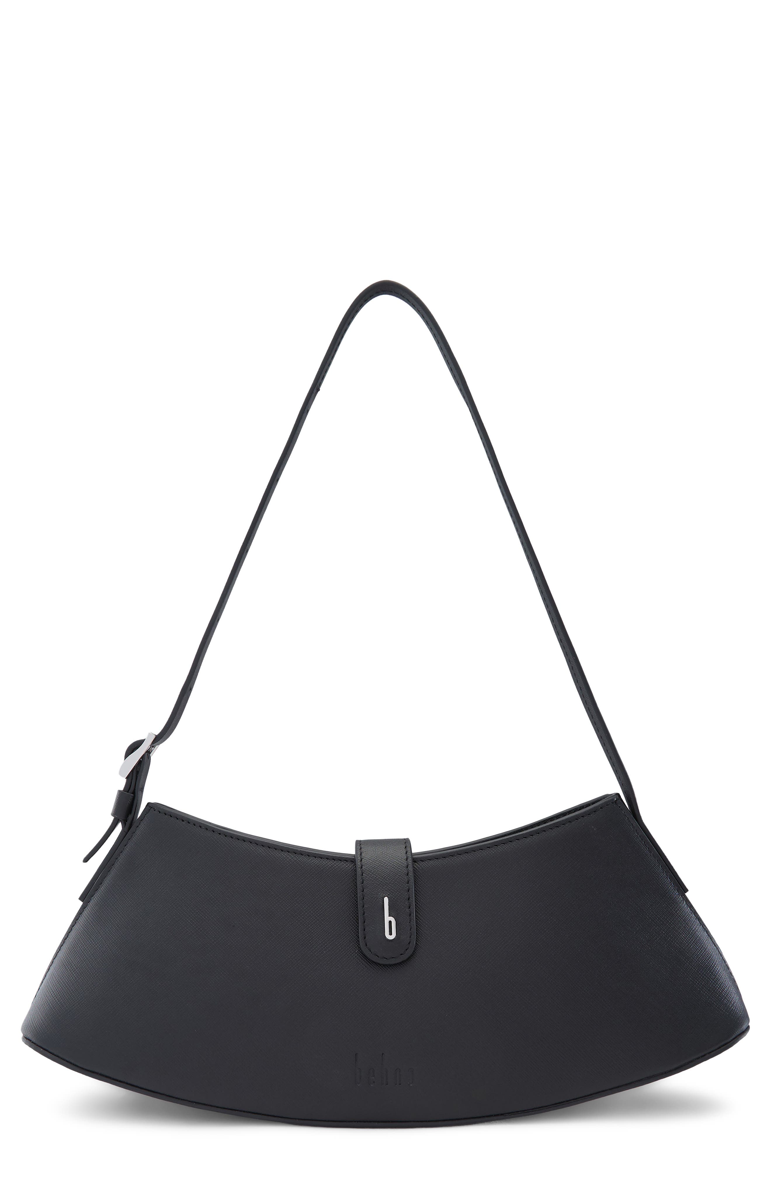 Ruth Mini Saffiano Leather Shoulder Bag, Main, color, BLACK
