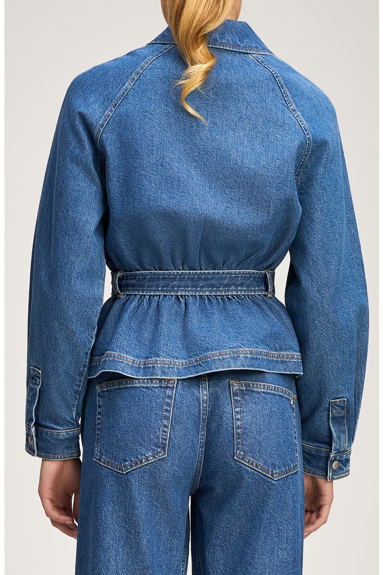 Briar Belted Cotton Blend Stretch Denim Jacket, Alternate, color, SALT BREEZE